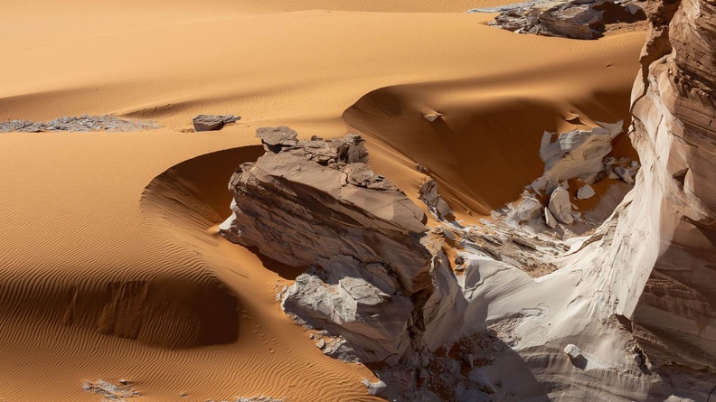 Rock formations in the Sahara Desert on the Ennedi Plateau, Chad